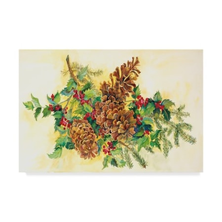 Joanne Porter 'Holly And Pine Cones' Canvas Art,16x24